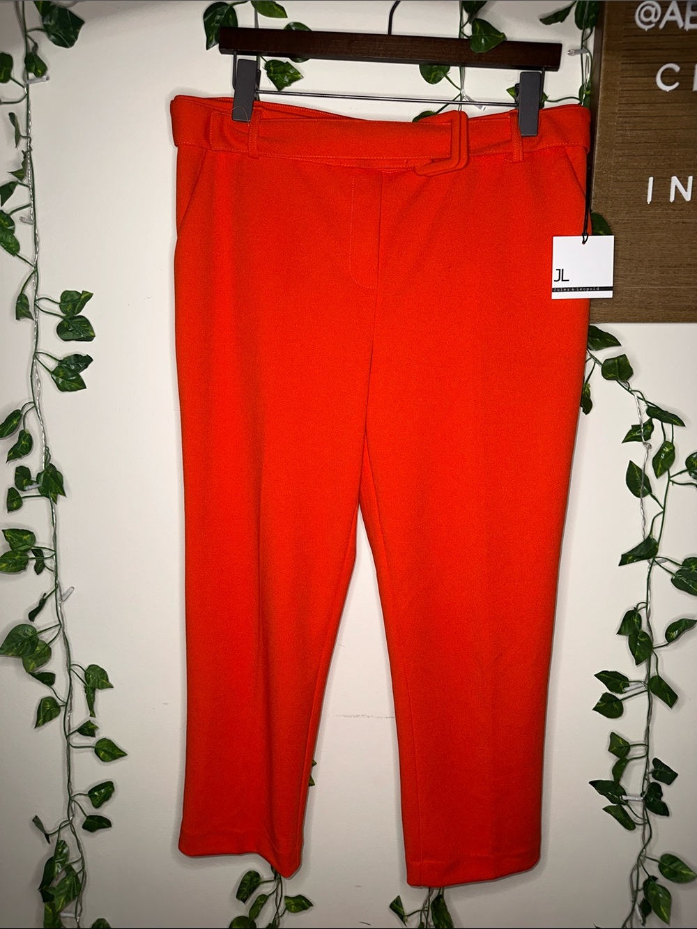 Jules & Leopold Orange Pull On Slim Leg Capri Length Pants NWT